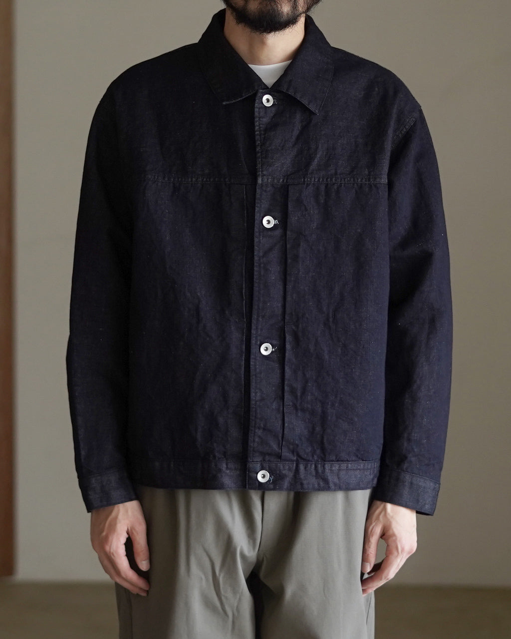 Hemp mixed denim blouson DN01261