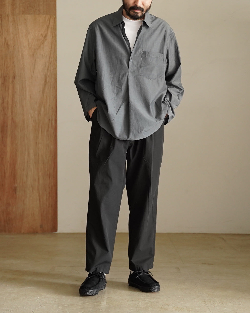 Garment-dye 2 pleat pants PT01261