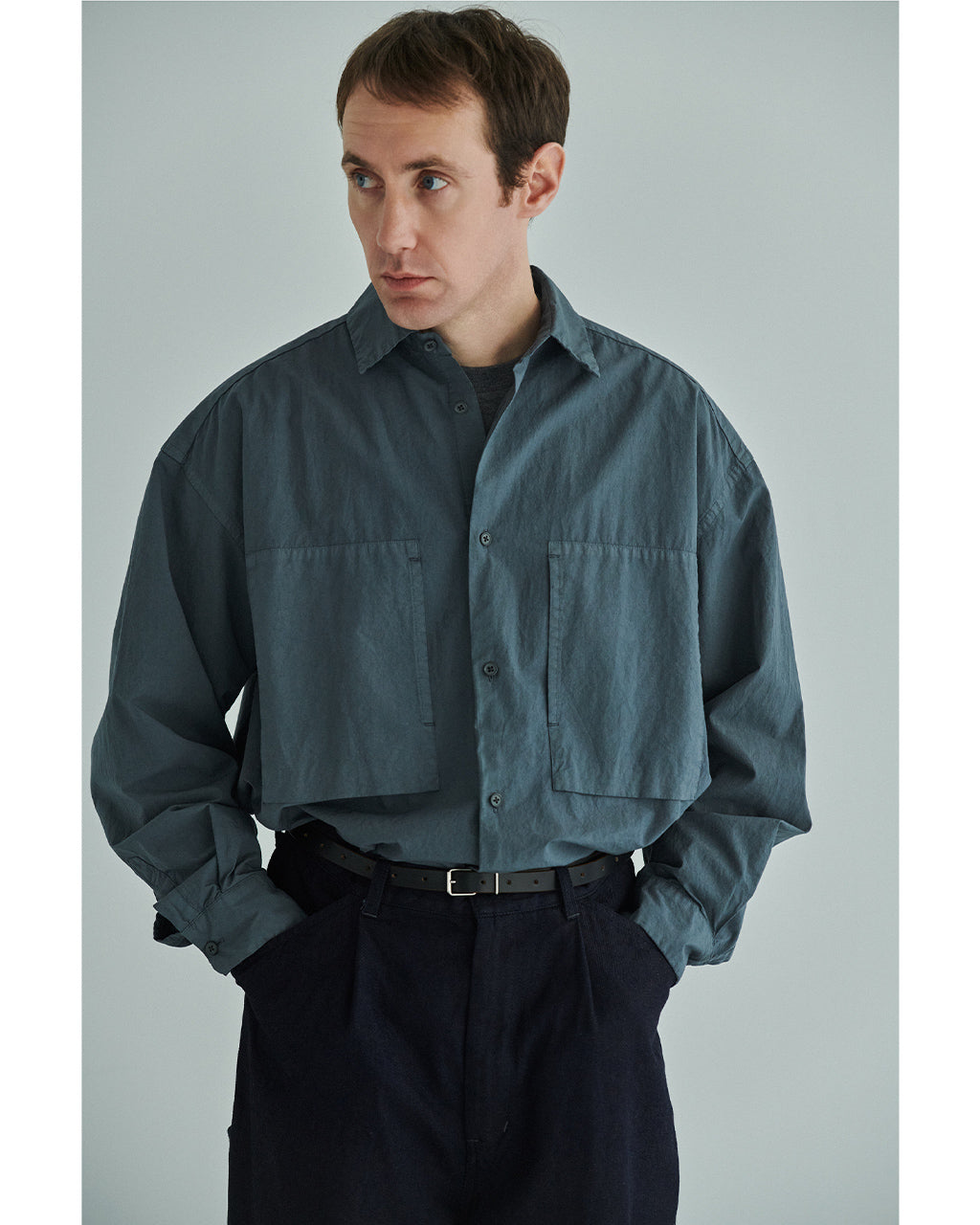 STILL BY HAND Garment-dye over shirt SH01253