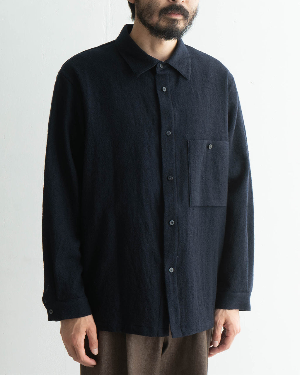 【SALE！40%OFF】STILL BY HAND スティルバイハンド ウール アムンゼン スクエア シャツ レギュラーカラー 羽織 SH02244