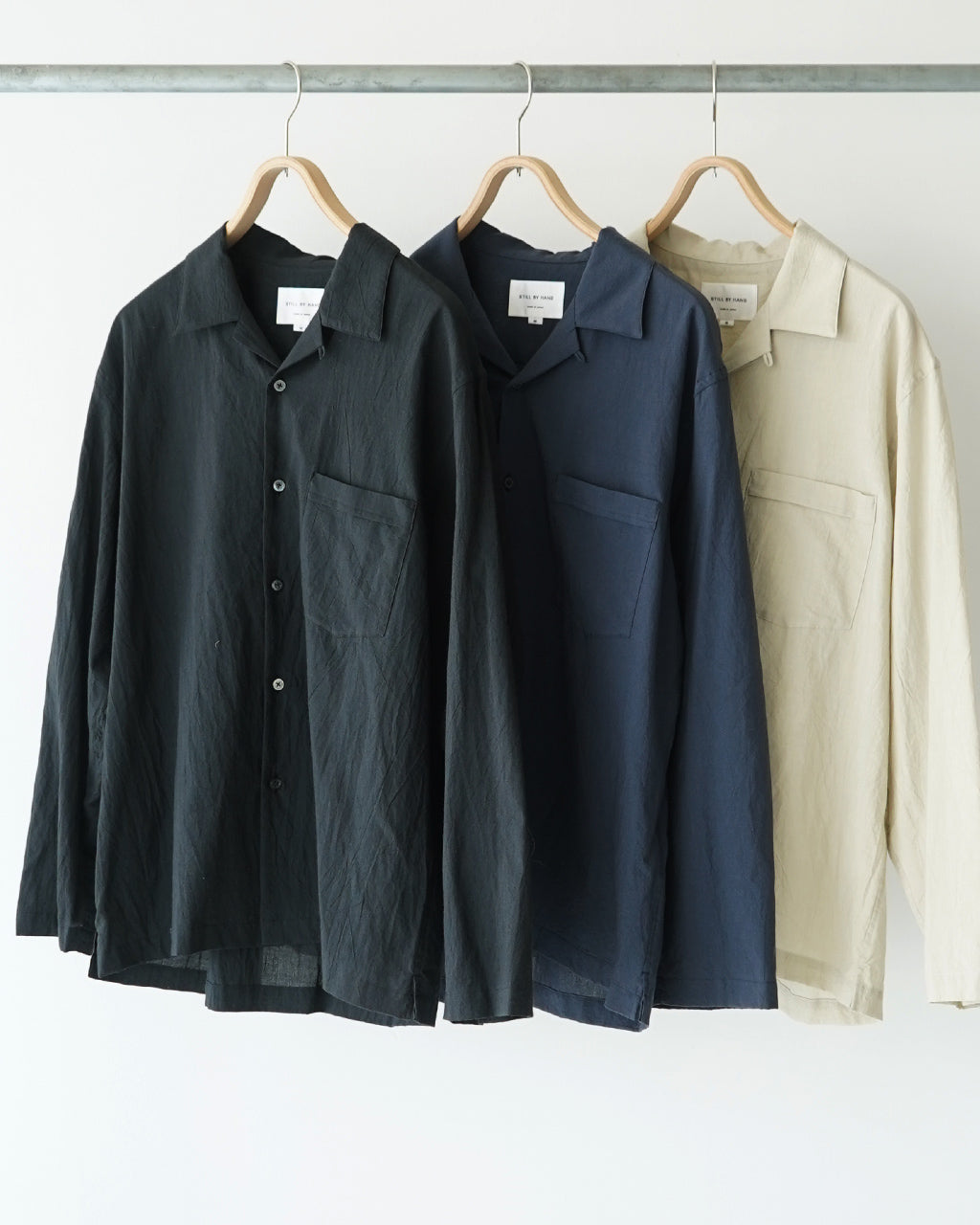 STILL BY HAND スティルバイハンド オープンカラーシャツ 長袖 シャツ コットン シルク 開襟 SH04252【送料無料】