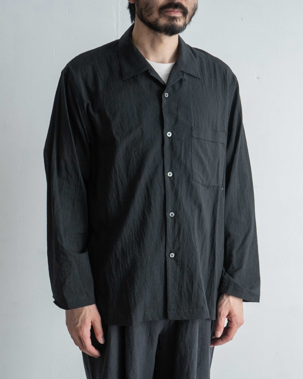 STILL BY HAND スティルバイハンド オープンカラーシャツ 長袖 シャツ コットン シルク 開襟 SH04252【送料無料】