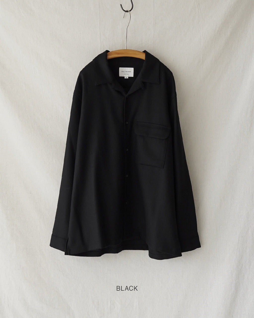 美品 24SS STILL BY HAND ウール混オープンカラーシャツ 46 STILL BY HAND スティルバイハンド ウール オープンカラーシャツ