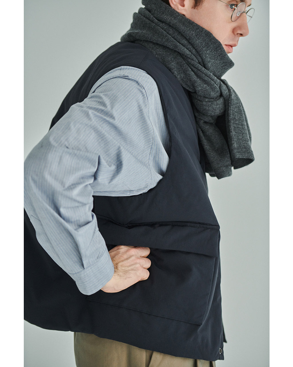 STILL BY HAND スティルバイハンド スタンドカラー パデッド ベスト