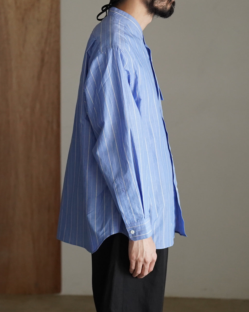 Cotton/ramie band collar shirt SH09261