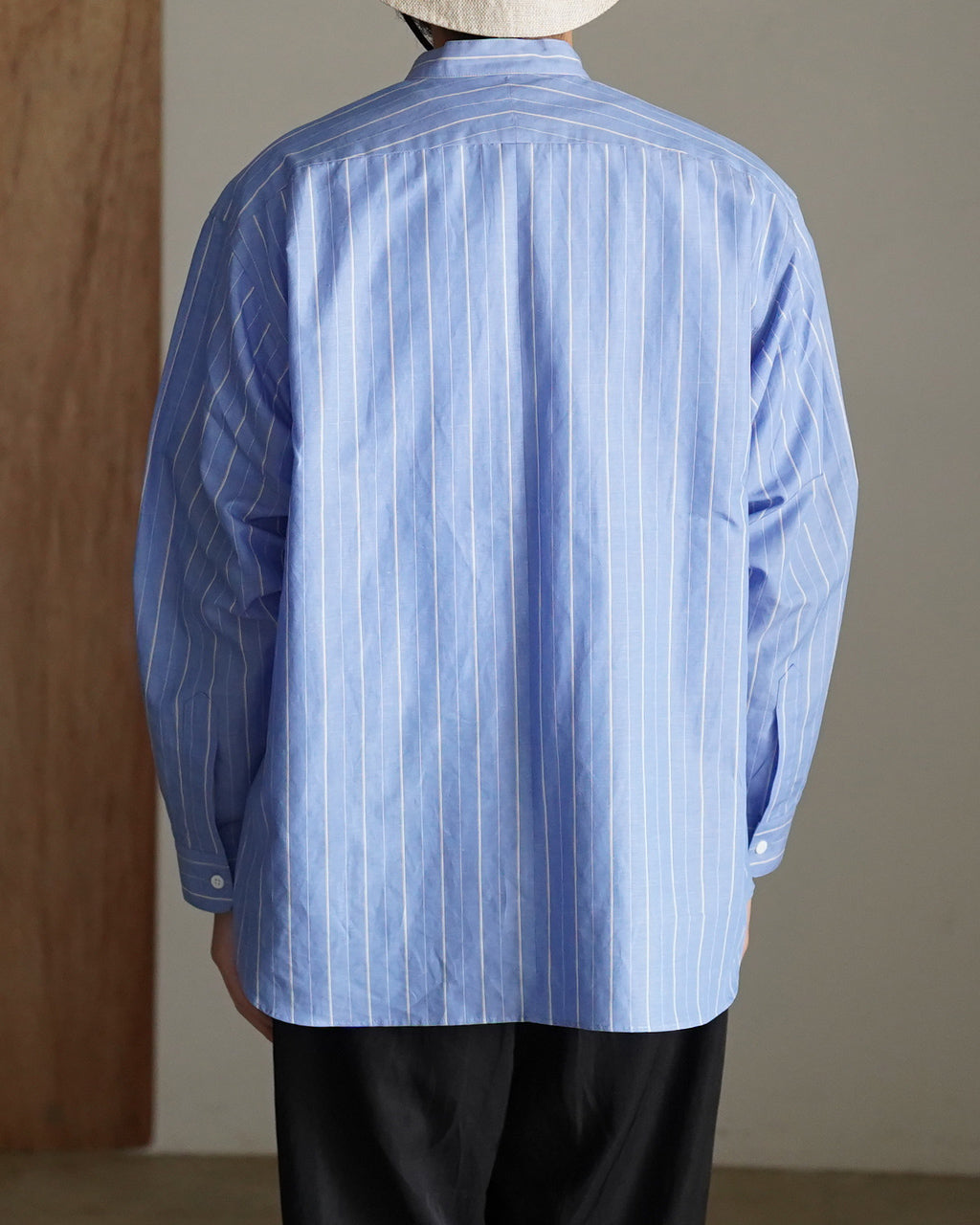 Cotton/ramie band collar shirt SH09261