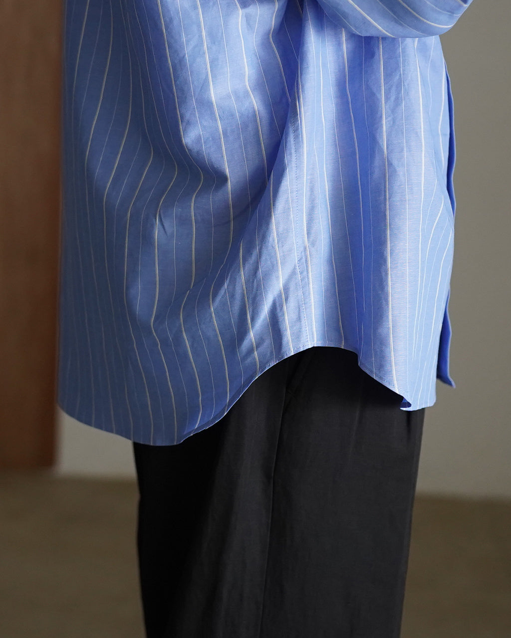 Cotton/ramie band collar shirt SH09261