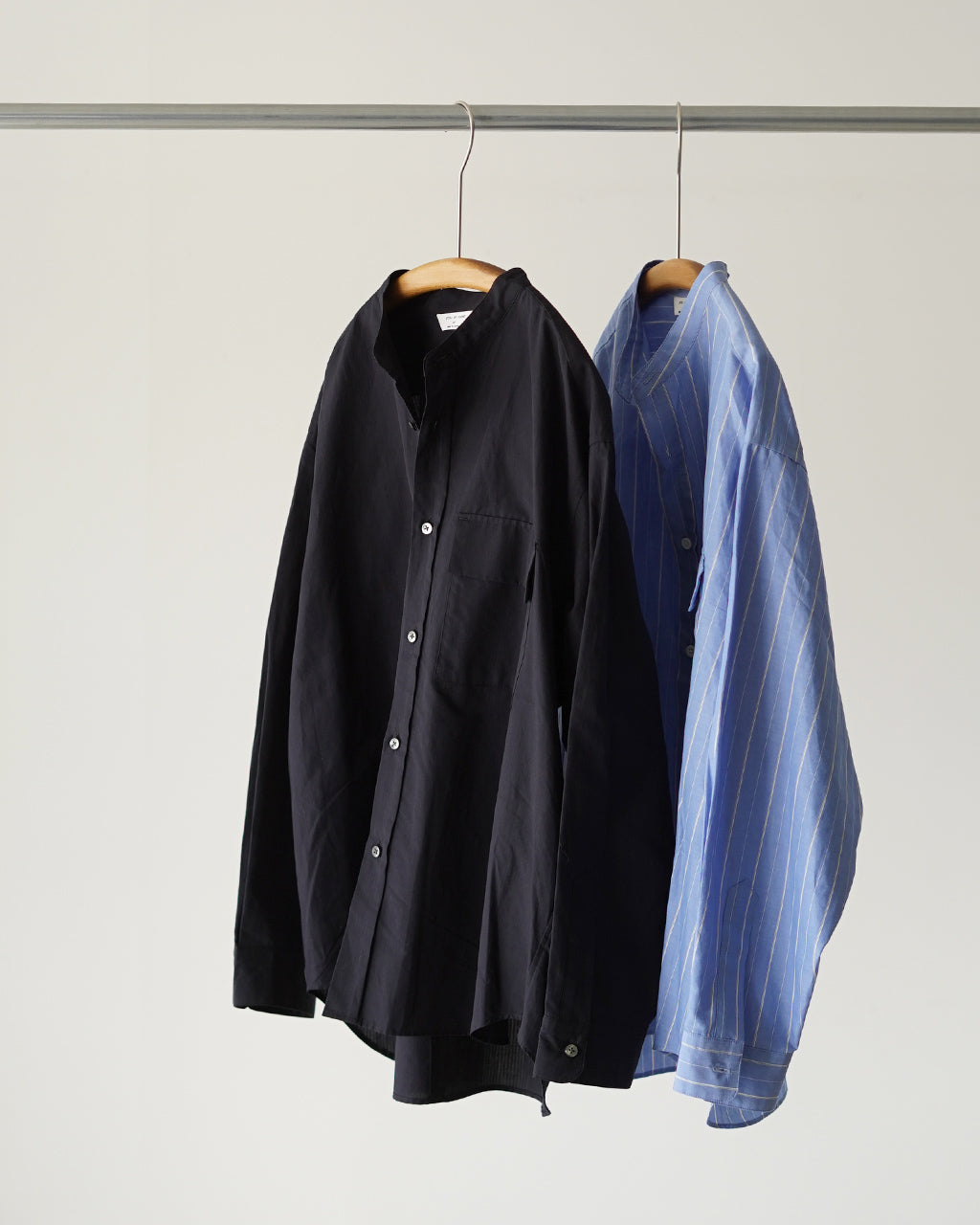 Cotton/ramie band collar shirt SH09261