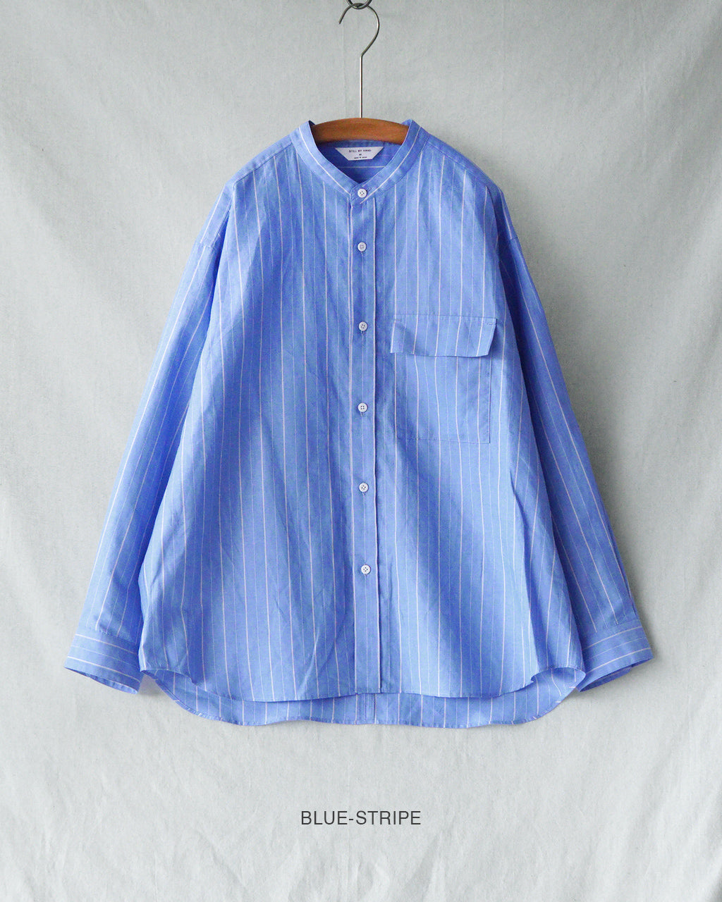 Cotton/ramie band collar shirt SH09261