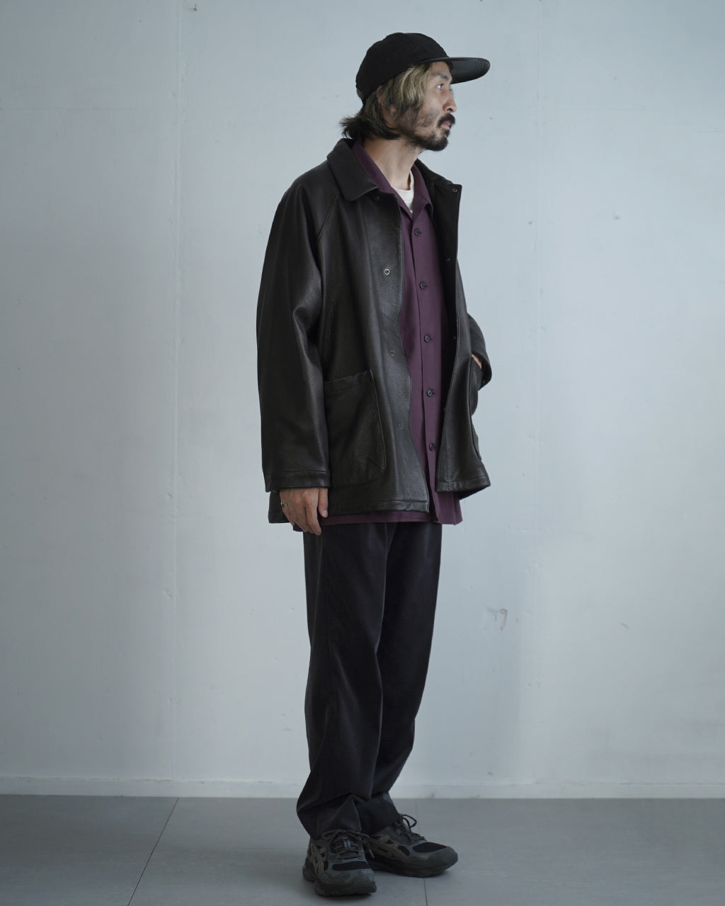 Leather half coat LE02263