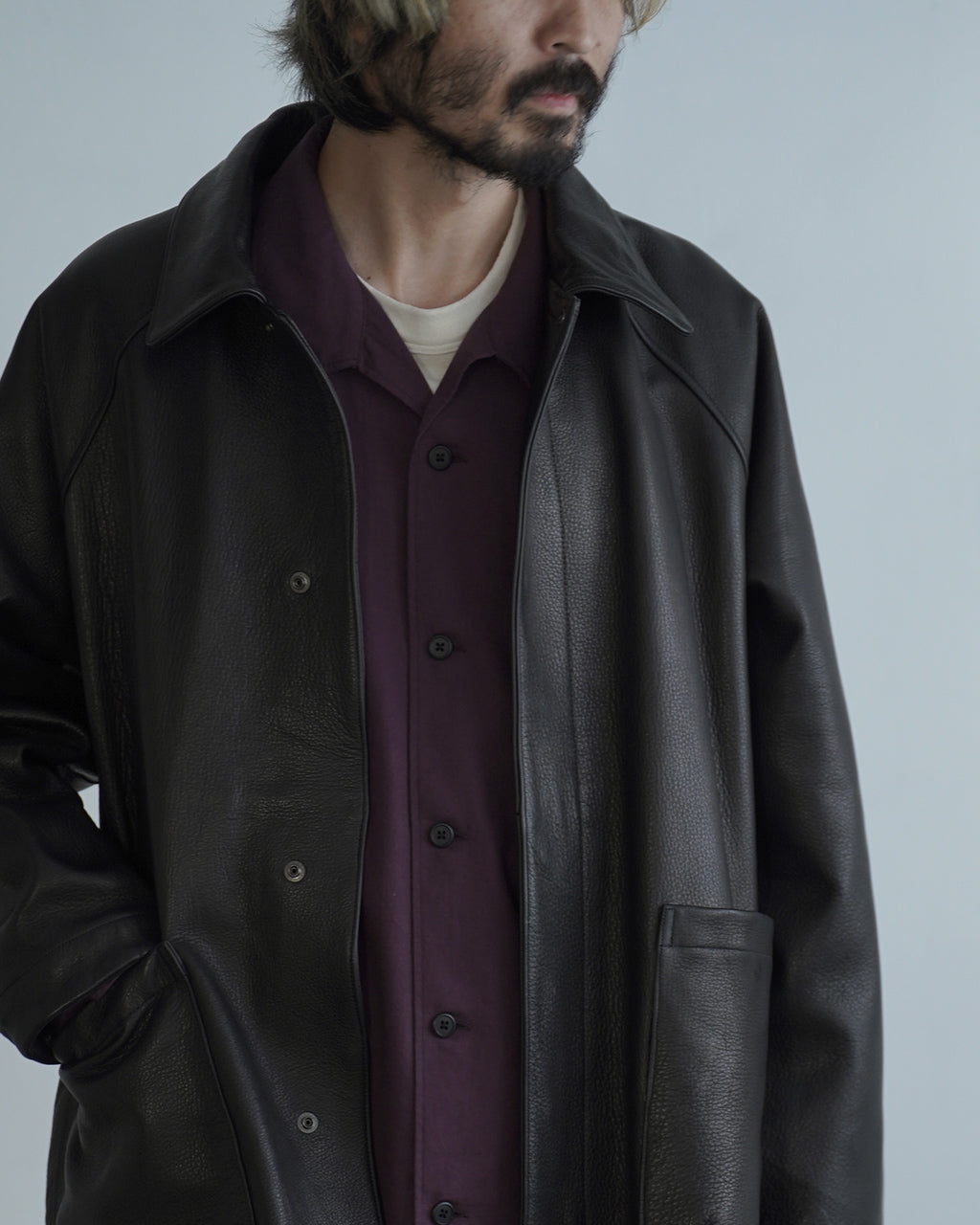 Leather half coat LE02263