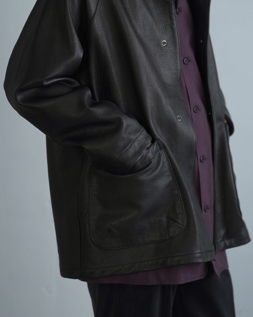 Leather half coat LE02263