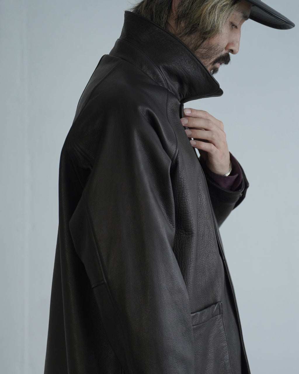 Leather half coat LE02263