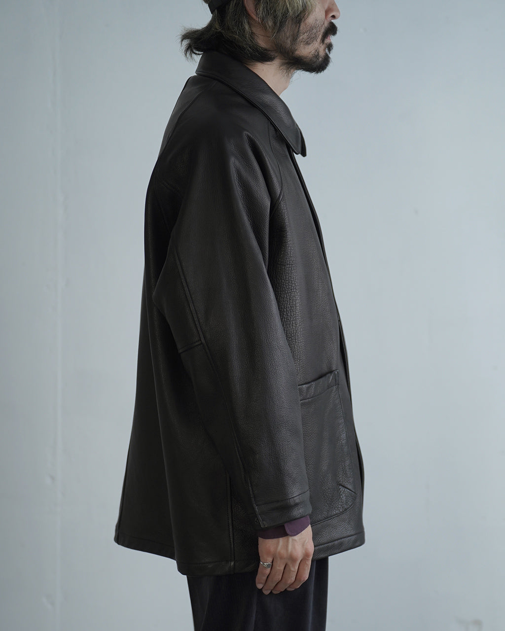 Leather half coat LE02263
