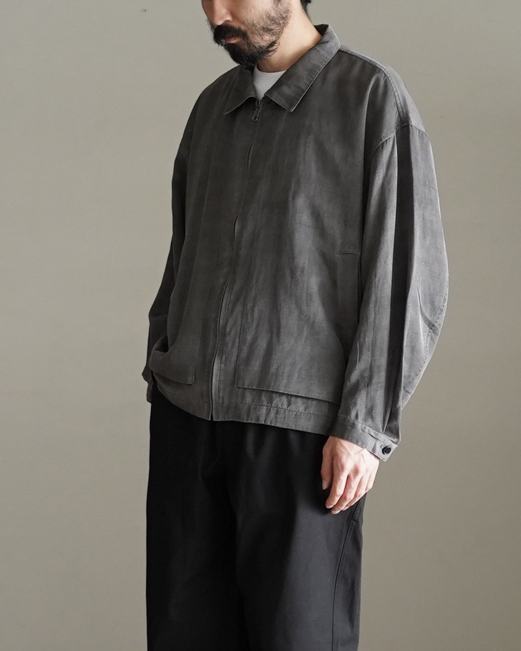 Pigment print zip up blouson BL05261