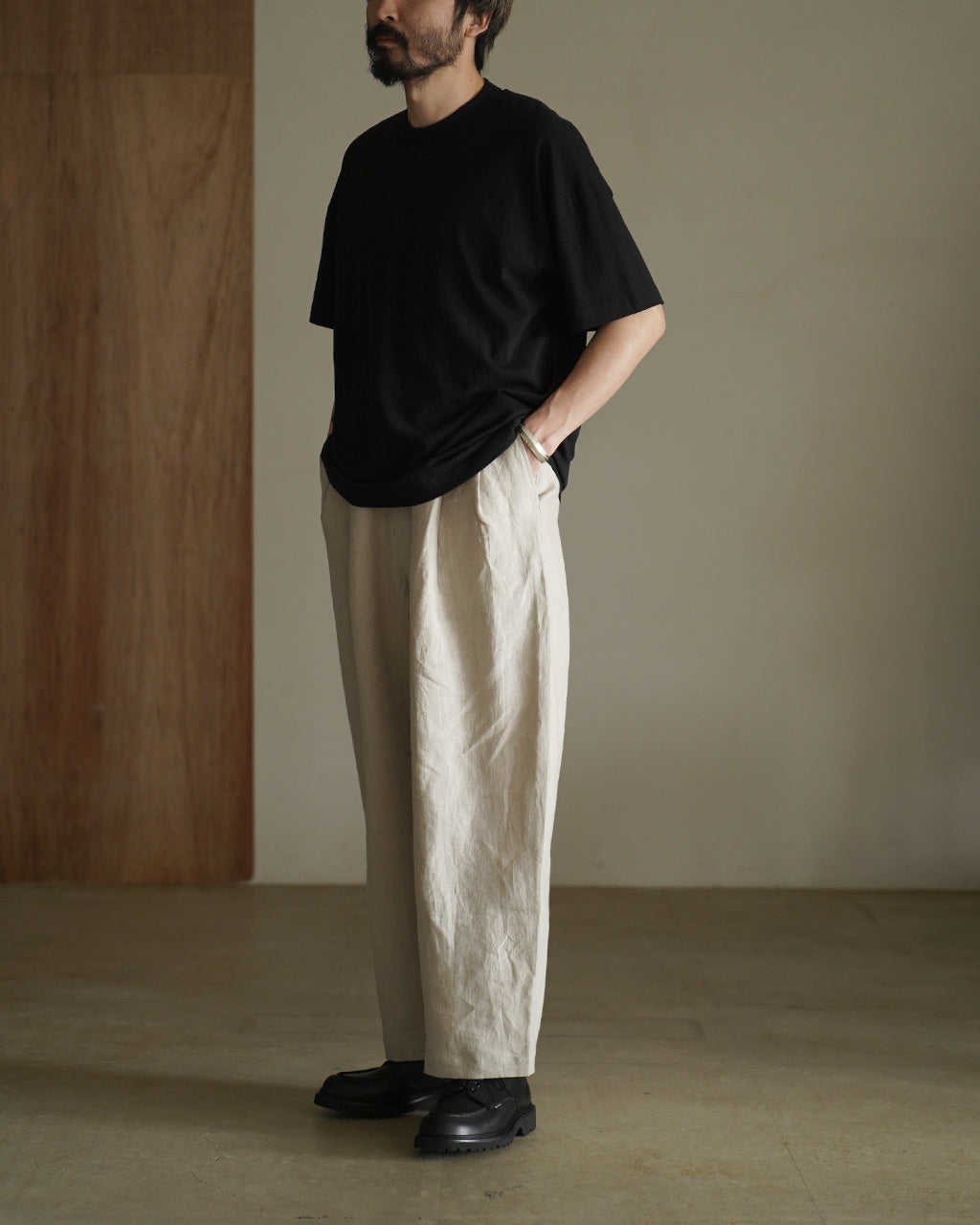 STILL BY HAND スティルバイハンド リネン ワイド テーパードパンツ
