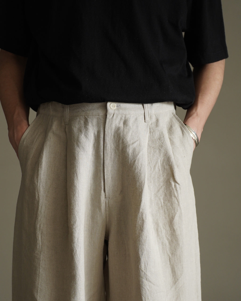 STILL BY HAND スティルバイハンド リネン ワイド テーパードパンツ