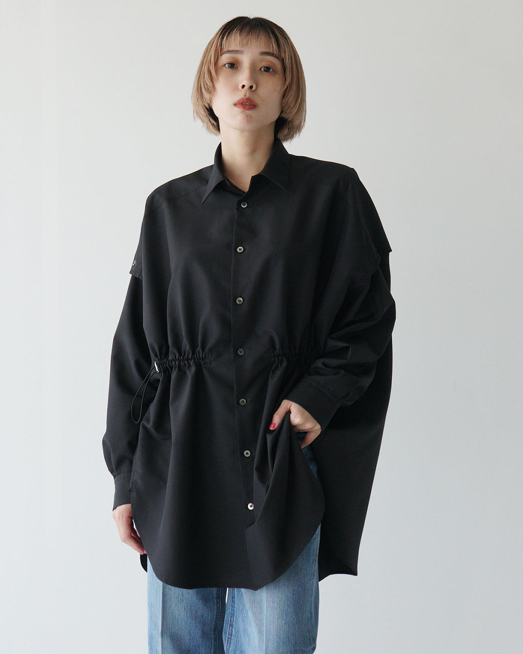 ＼早得24時間限定ポイント10倍／SYNTH シンス ウエストギャザーシャツ Waist Gathered Shirt ドローコード UVカット 撥水機能付き S741-SB02-930