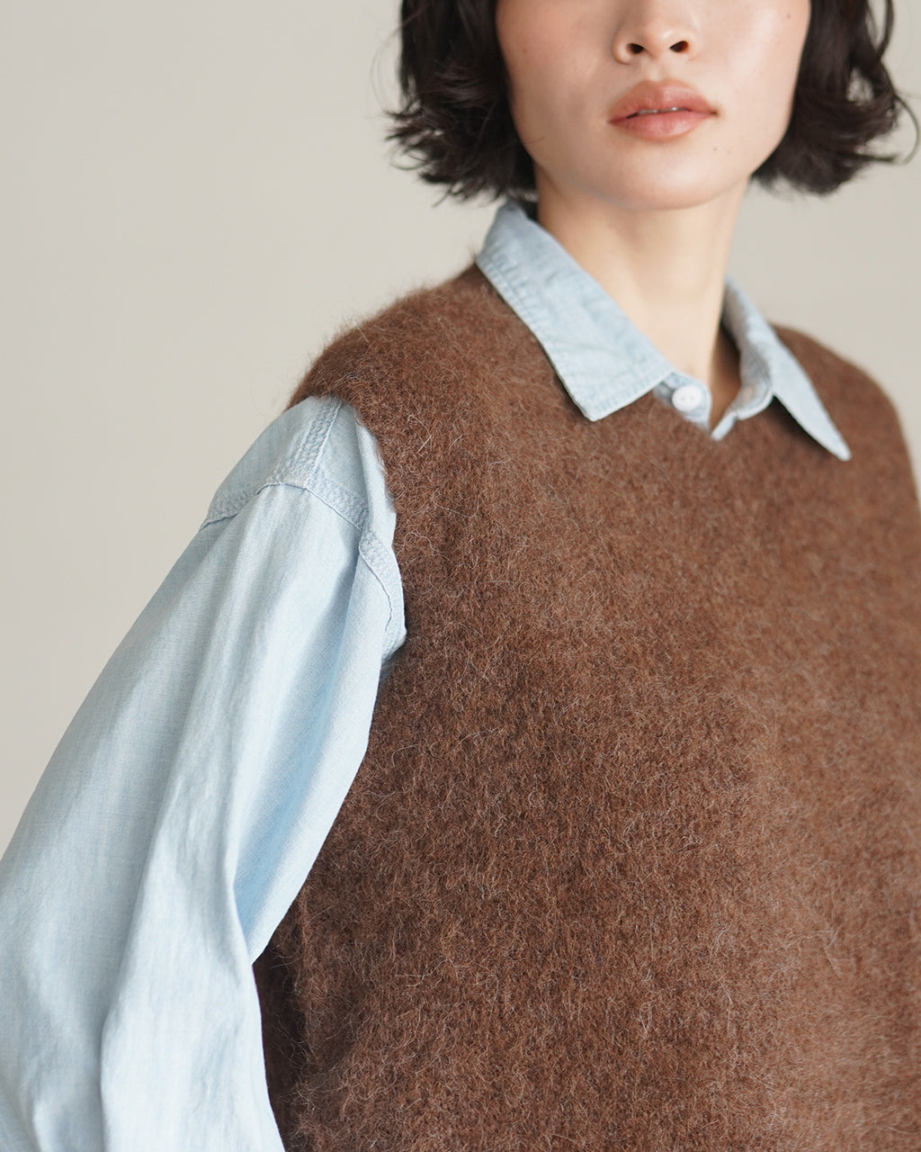 ALPACA SHAGGY KNIT VEST 26AMSNI04