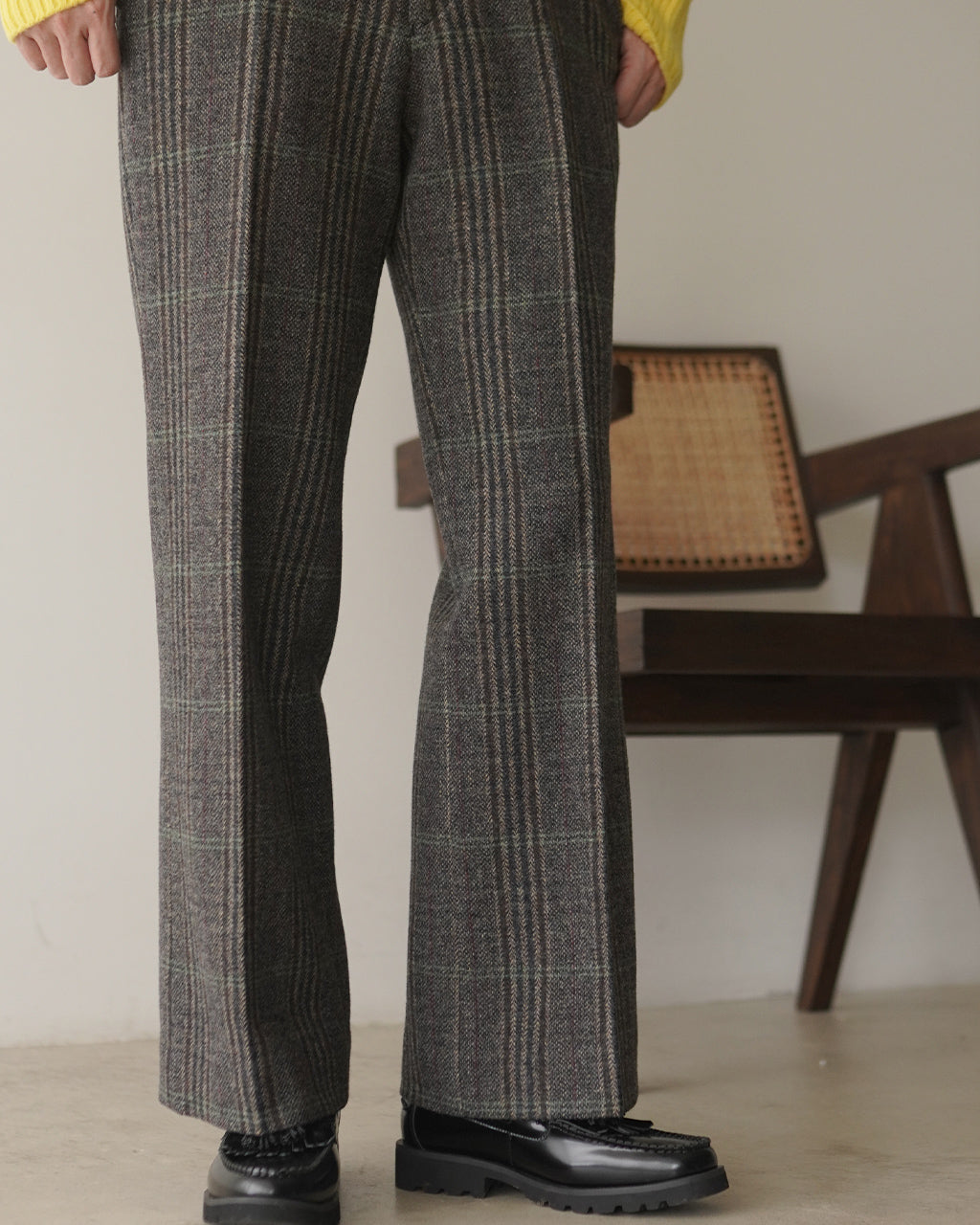 BRITISH WOOL CHECKED TROUSERS 26AMSPA03