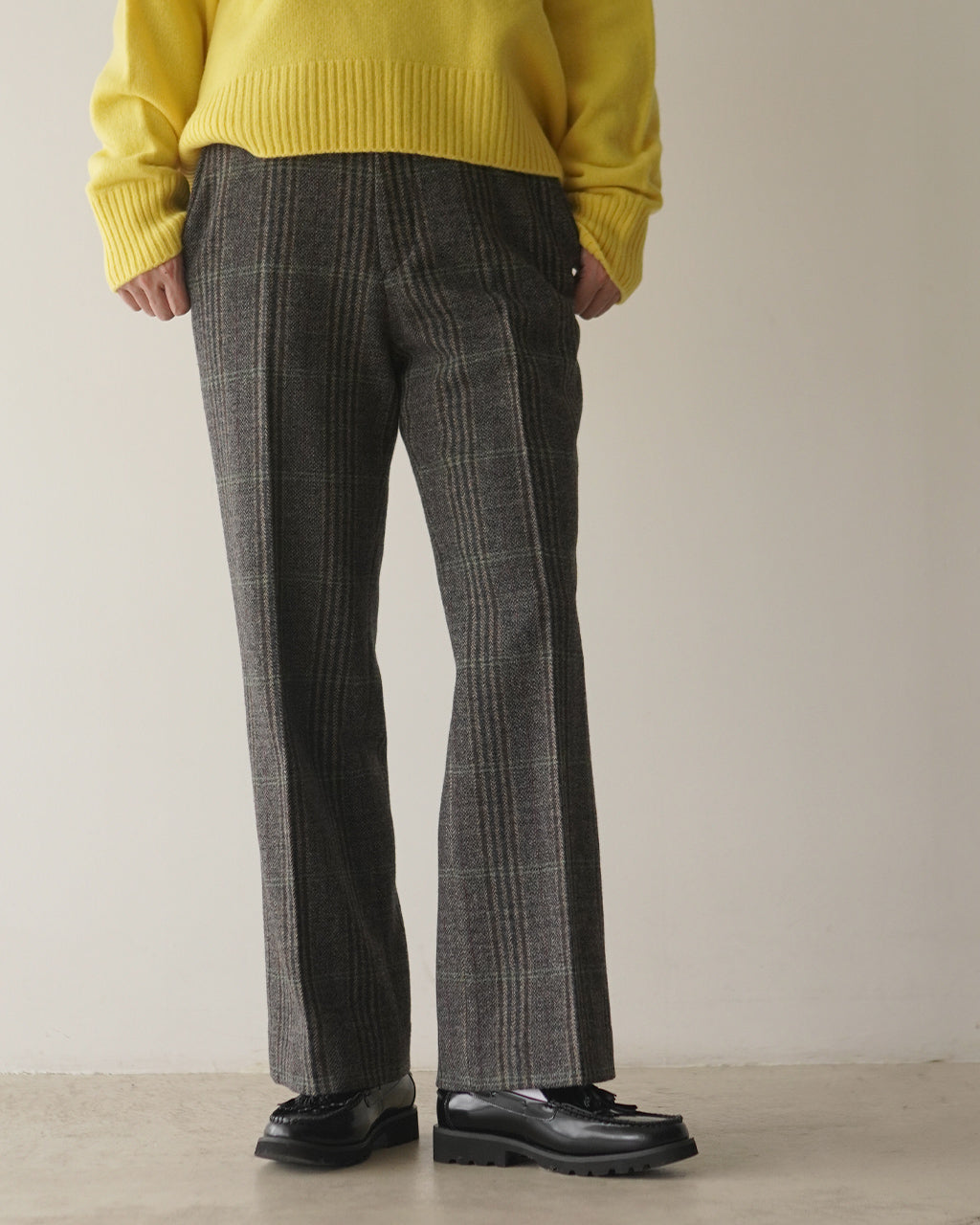 BRITISH WOOL CHECKED TROUSERS 26AMSPA03