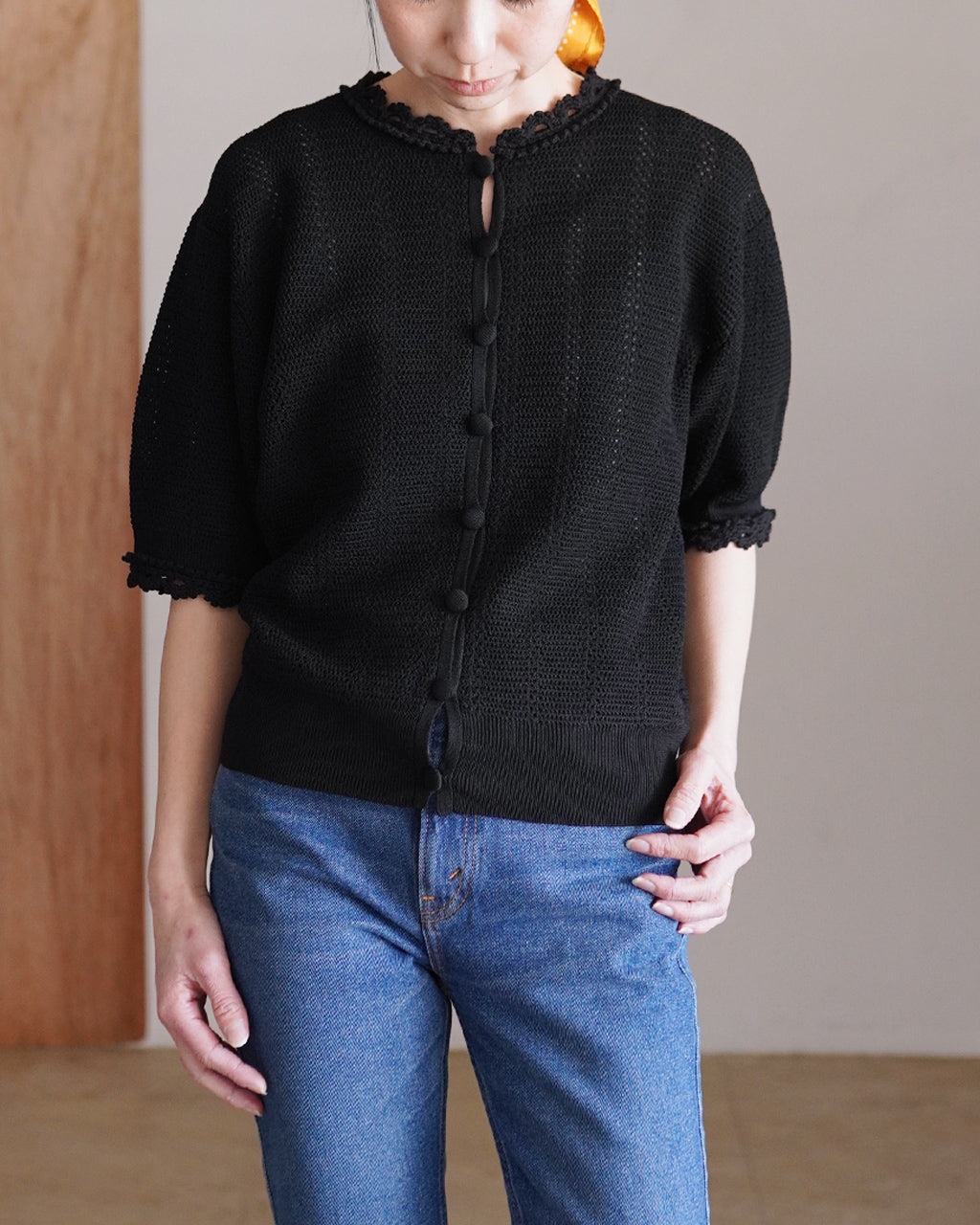 THE SHINZONE シンゾーン MESH LACE KNIT CARDIGAN メッシュレース