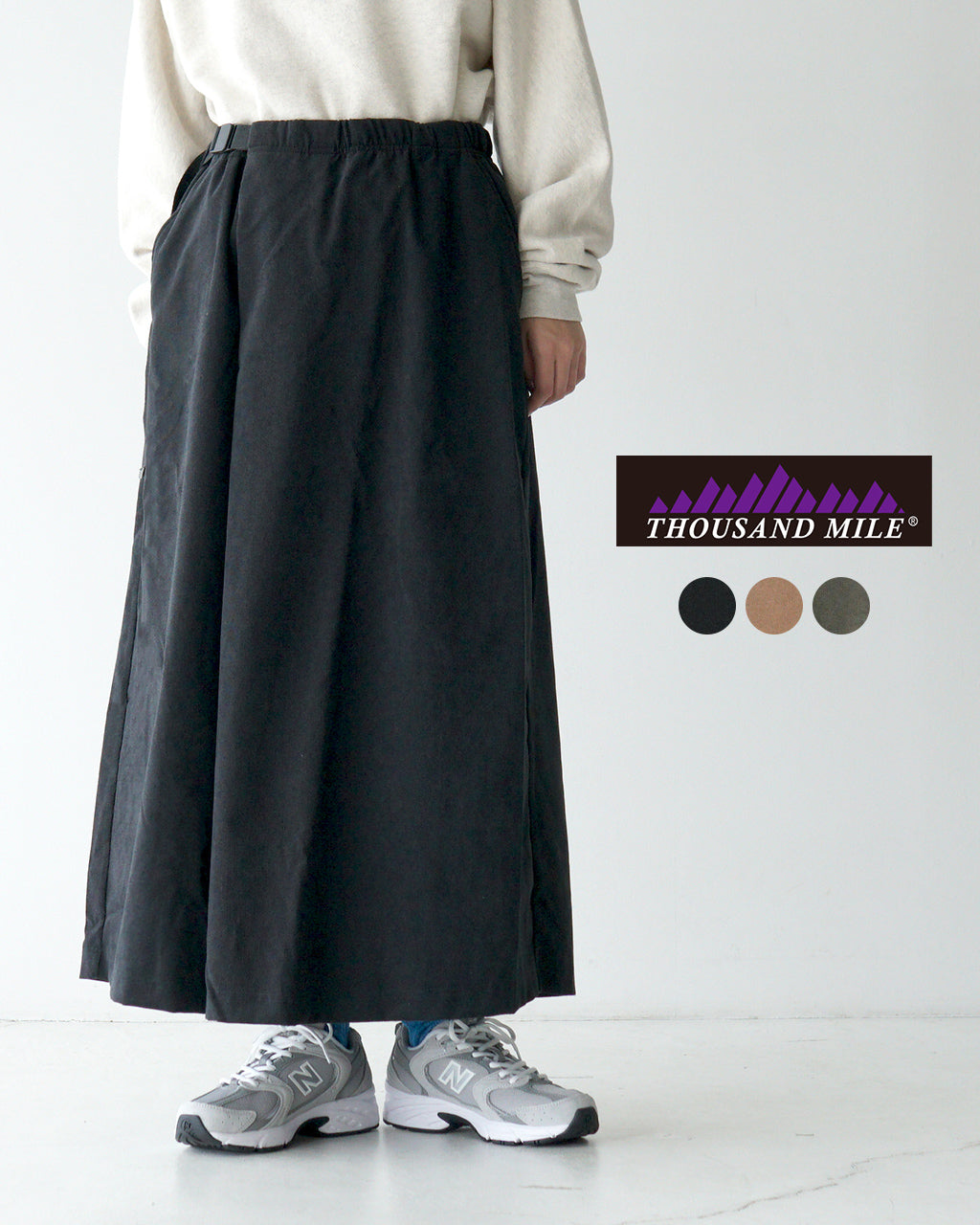 【SALE！20%OFF】THOUSAND MILE サウザンドマイル コーデュロイスカート WAVE ADJUST SKIRT アジャスト付き ロングスカート TM242CD00232