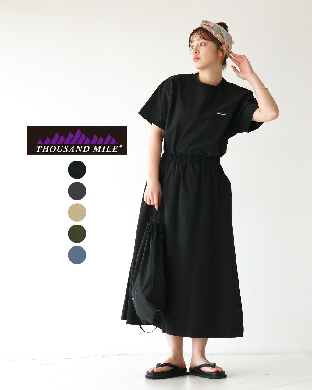 ＼早得24時間限定ポイント10倍／THOUSAND MILE サウザンドマイル 【3点セット】ショートスリーブTシャツ スカート セット SHORT SLEEVE T-SHIRT & SKIRT SET セットアップ 半袖 バッグ TM251NP00032【送料無料】