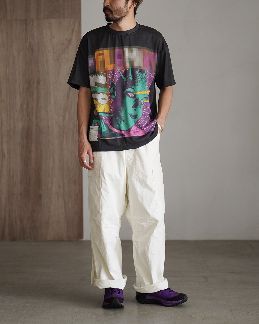 TOLQ トルク トロンプ・ルイユ モザイク ショートスリーブ グラフィック 半袖 プリントTシャツ | Crouka(クローカ)