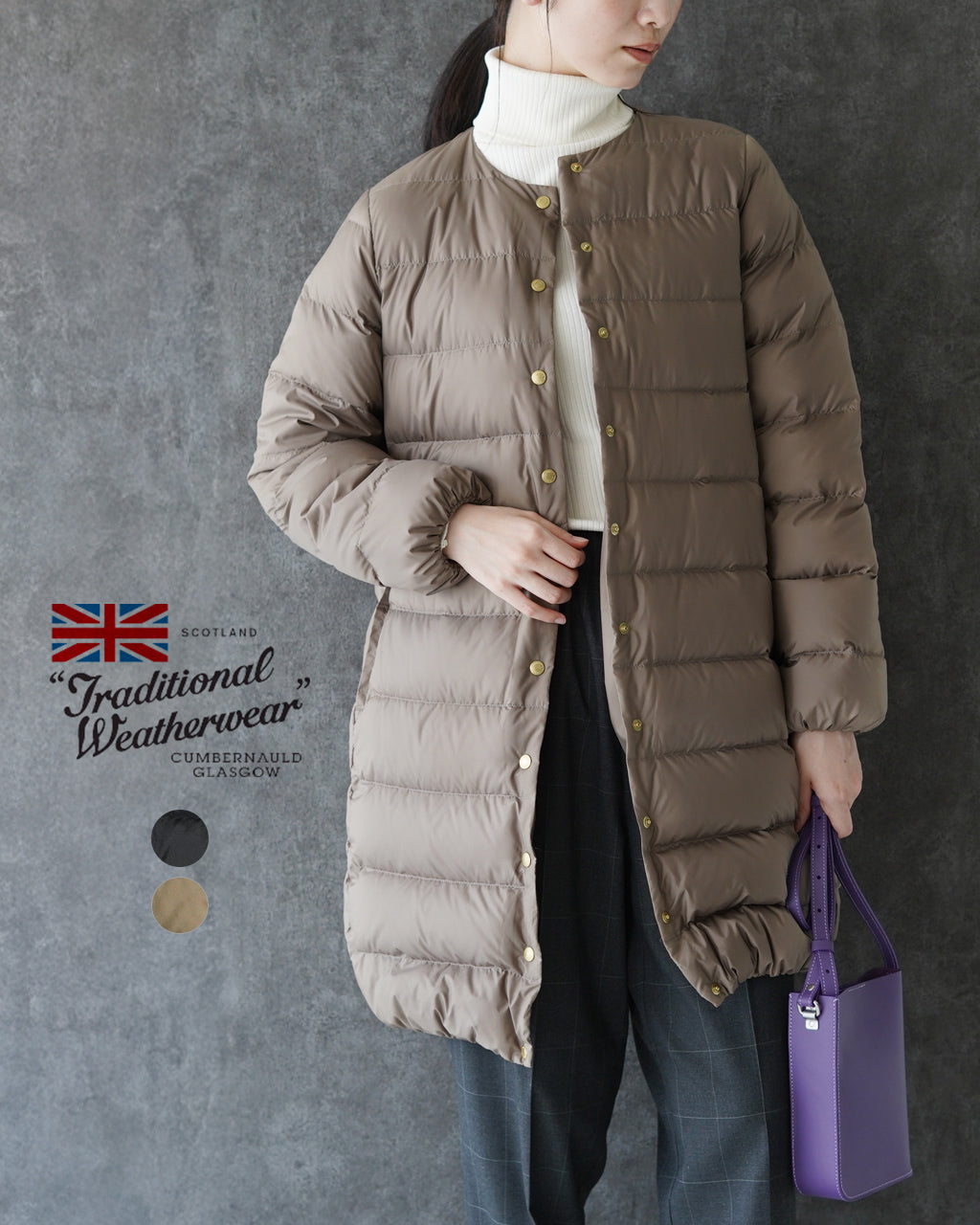 【SALE！20%OFF】Traditional Weatherwear トラディショナルウェザーウェア ロングダウンコート ARKLEY LONG DOWN PACKABLE パッカブル ノーカラー 軽量 L242CIDCO0382OZ【送料無料】