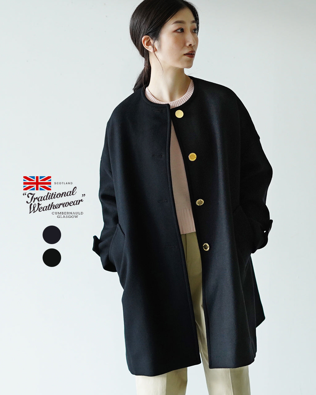 【SALE！20%OFF】Traditional Weatherwear トラディショナルウェザーウェア ノーカラーコート マールトン ウールコート L242KGFCO0368ML【送料無料】