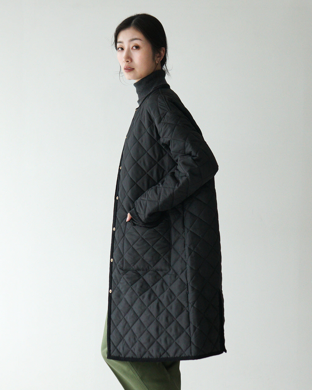 【SALE！20%OFF】Traditional Weatherwear トラディショナルウェザーウェア キルティングコート ノーカラー アークリー ロング Aライン L242APQCO0385AA【送料無料】