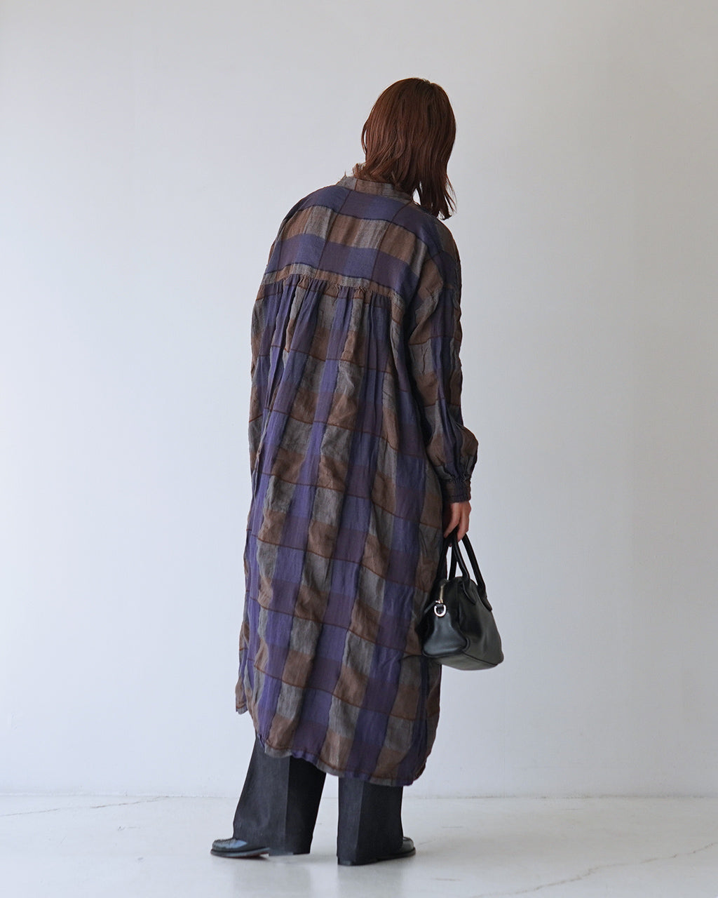 【SALE！50%OFF】tumugu ツムグ ブロックチェック ワンピース ワイドシルエット ロングワンピース レイヤード TB24238【送料無料】