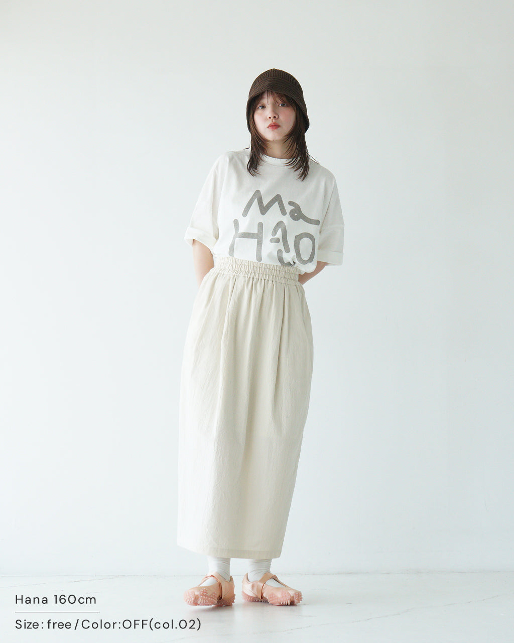 tumugu ツムグ ラフィ天竺 プリントTシャツ (MaHaLo) ロゴT 半袖 ドロップショルダー TC25104