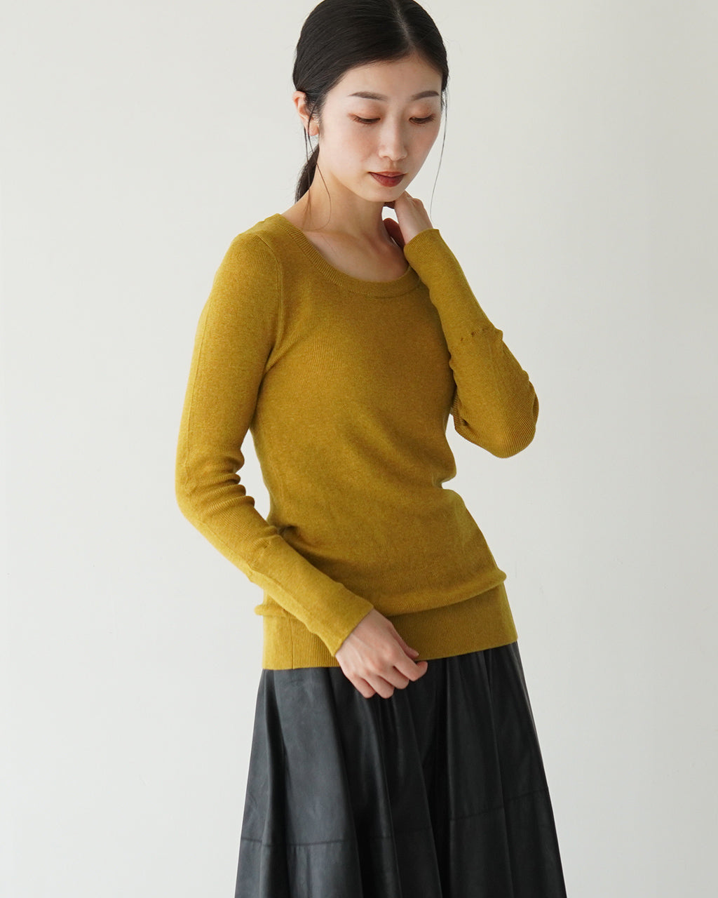 【SALE！30%OFF】tumugu ツムグ コットンリブニット Uネック長袖 カットソー TK16425a