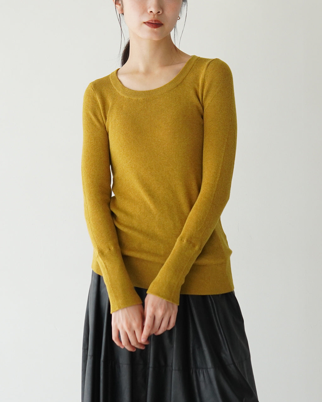 【SALE！30%OFF】tumugu ツムグ コットンリブニット Uネック長袖 カットソー TK16425a