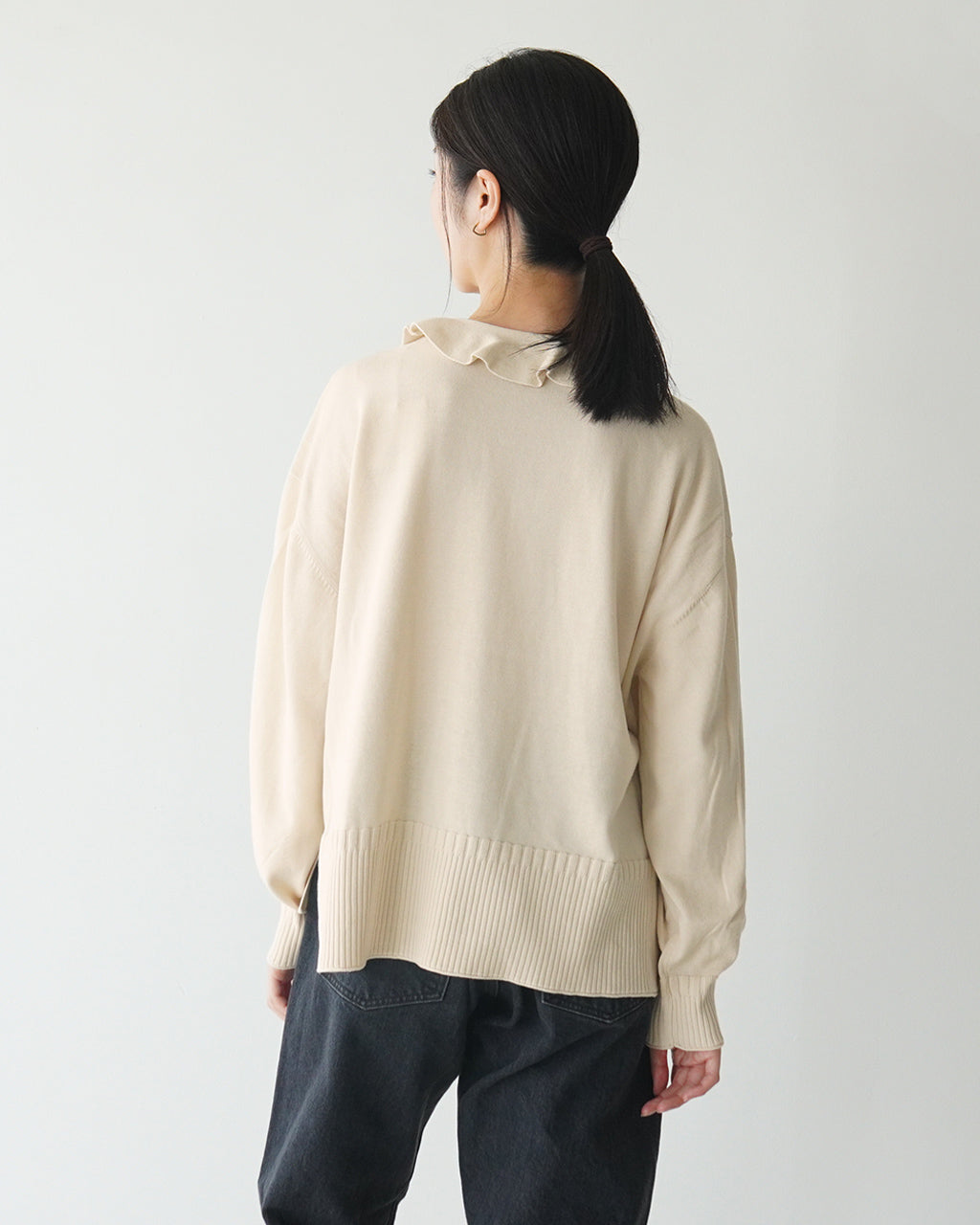 【SALE！30%OFF】tumugu ツムグ ランダムリブニット 衿付きプルオーバー セーター TK23401