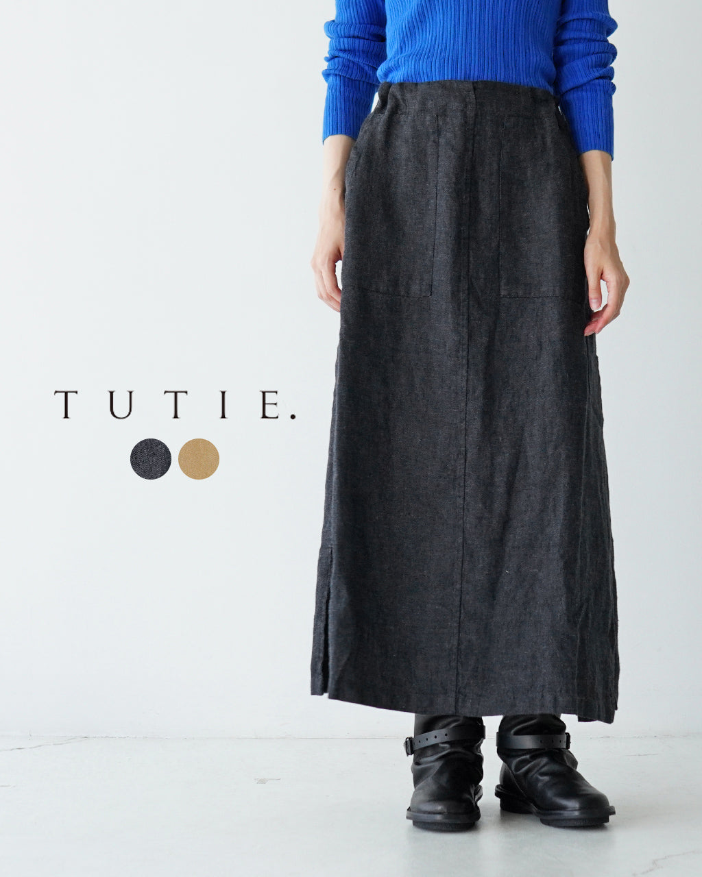 【SALE！50%OFF】TUTIE. ツチエ リネンツイル起毛 サイドタックスカート 0624AT-67002 【送料無料】