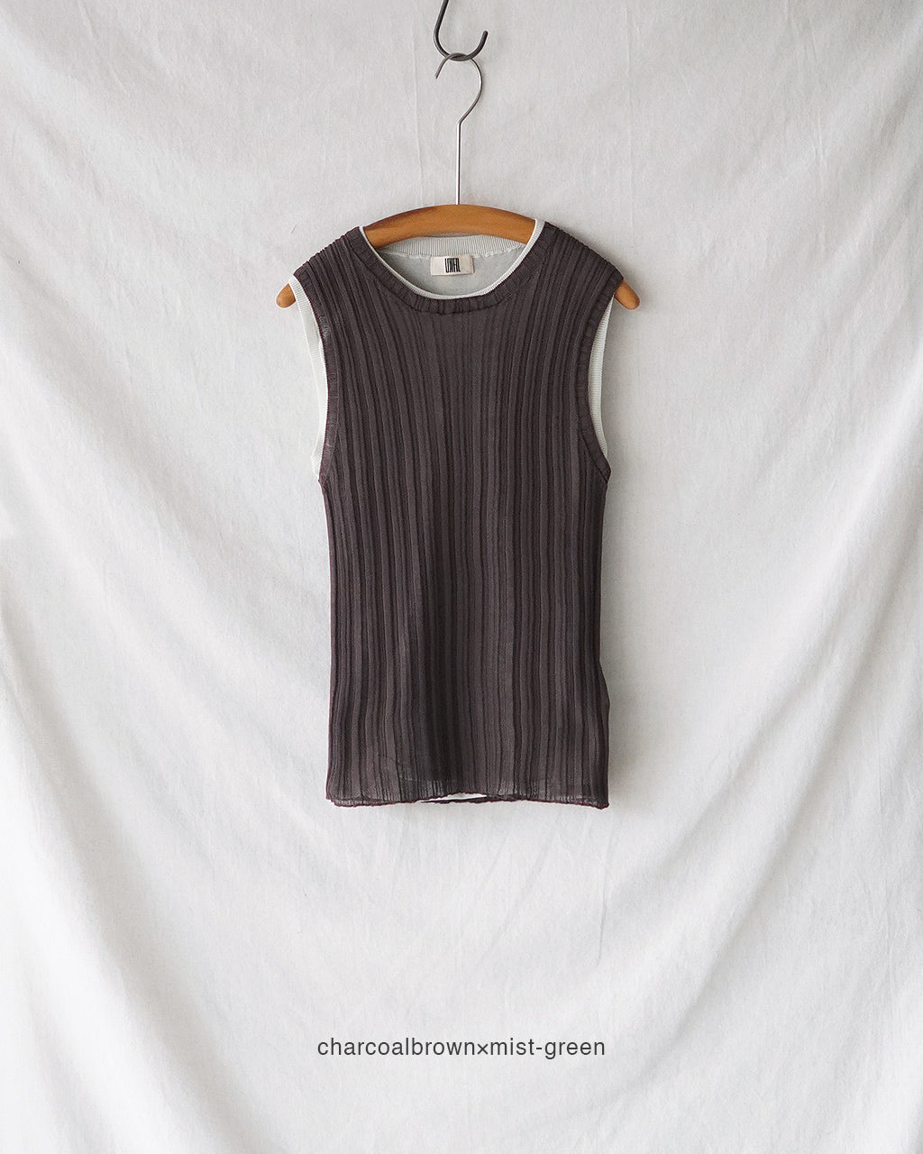 high-twisted cotton sheer knit layered sleeveless top WXSP-UW138