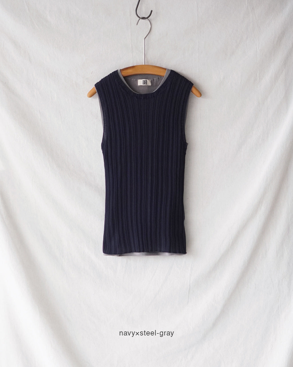 high-twisted cotton sheer knit layered sleeveless top WXSP-UW138