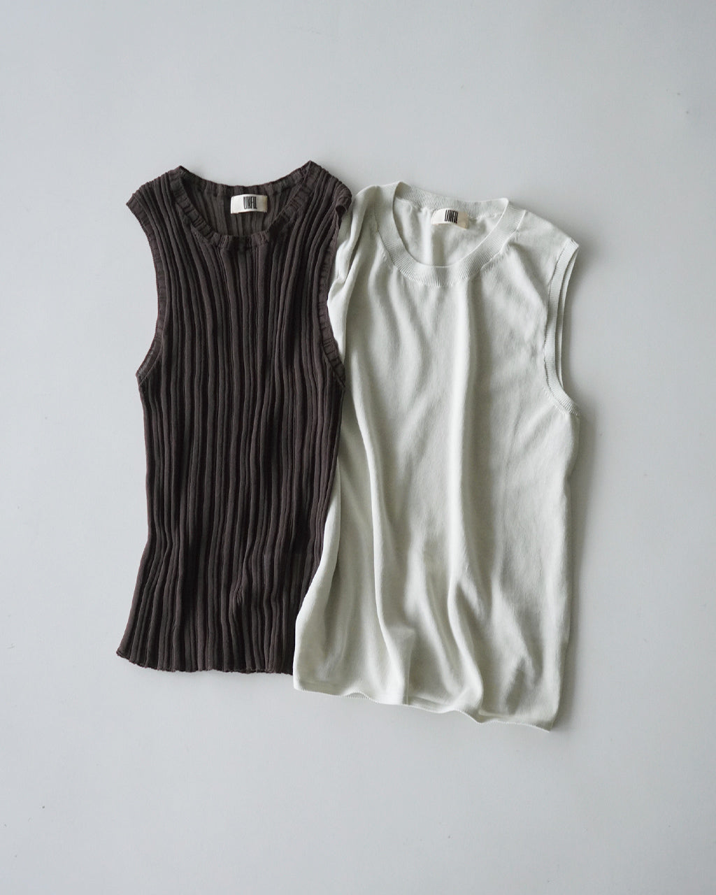 high-twisted cotton sheer knit layered sleeveless top WXSP-UW138