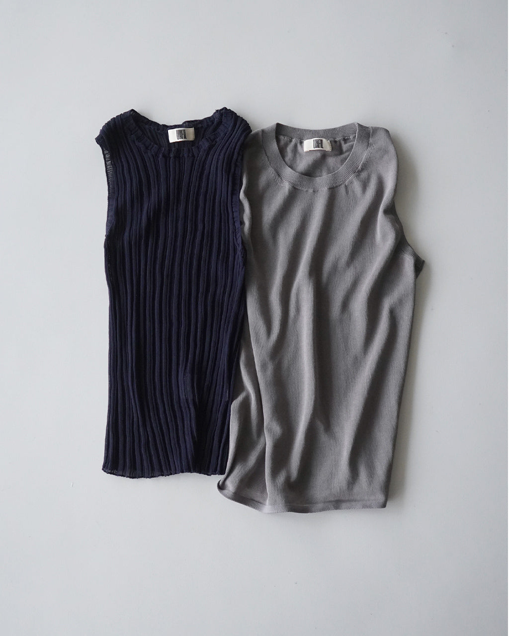 high-twisted cotton sheer knit layered sleeveless top WXSP-UW138