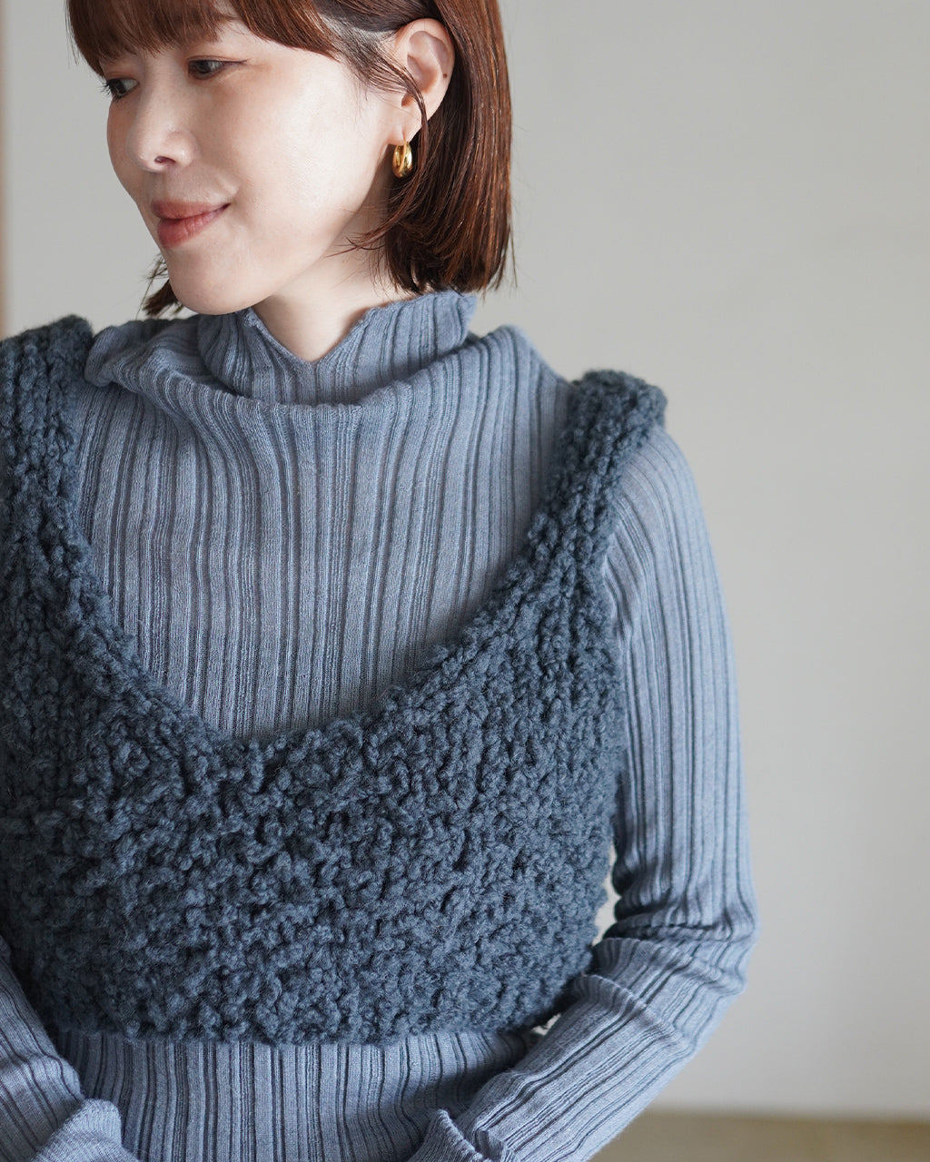 UNFIL アンフィル royal baby alpaca random ribbed-knit high-neck P