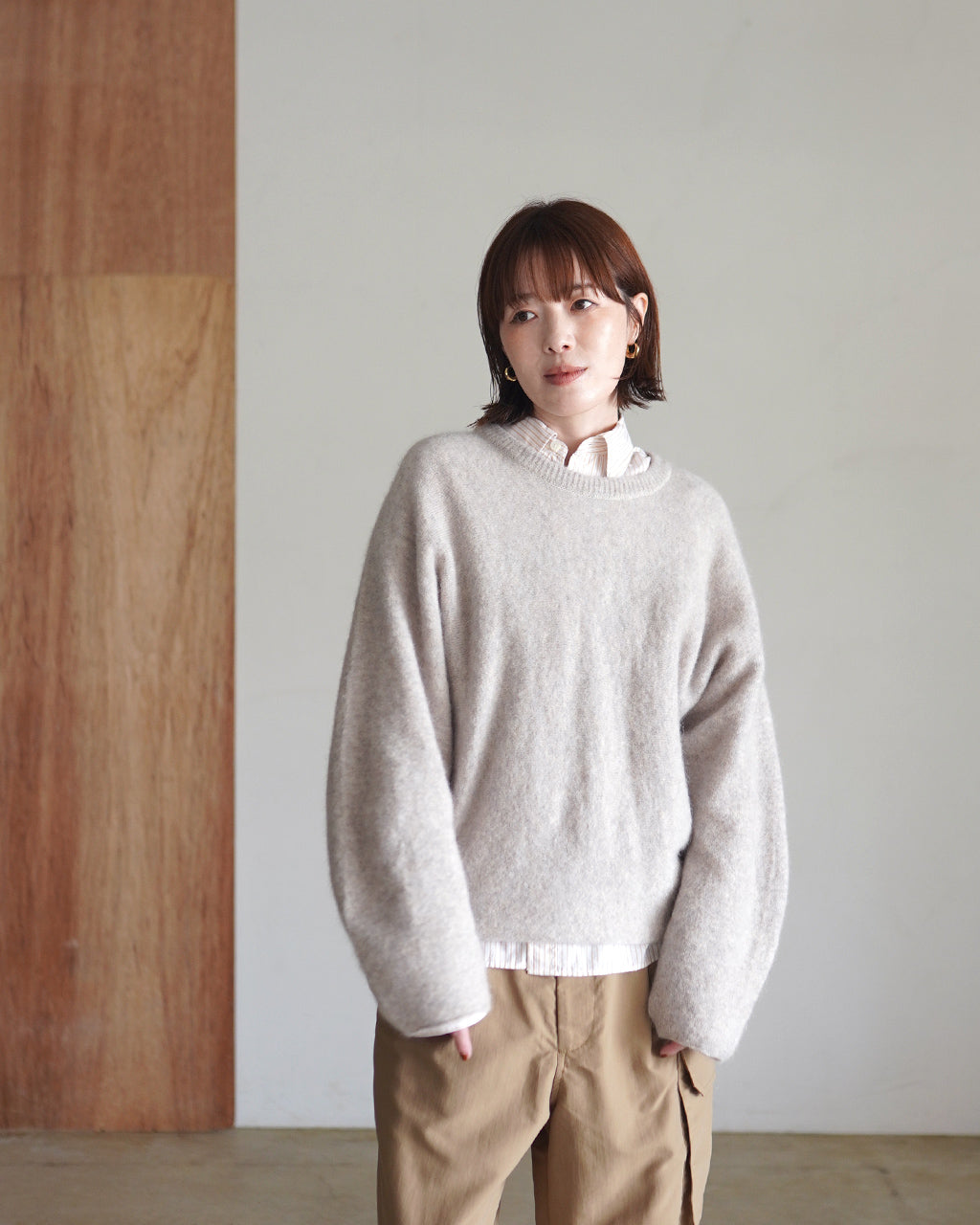 stretch superkid mohair crew-neck P/O WXFL-UW133