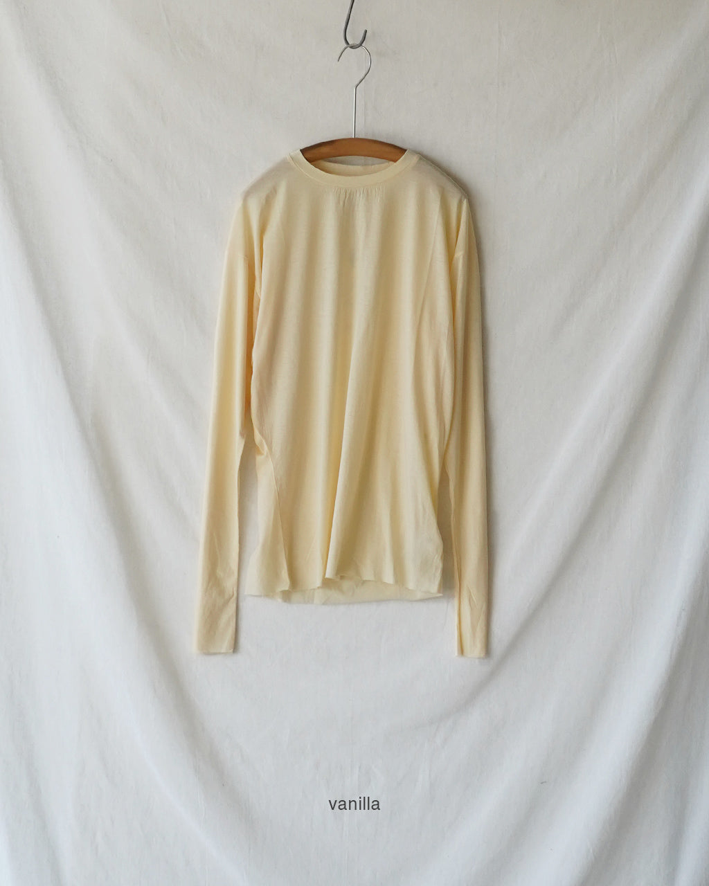 twisted cotton sheer jersey long sleeve Tee WXSP-UW121