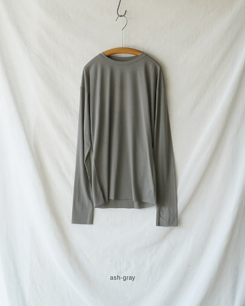 twisted cotton sheer jersey long sleeve Tee WXSP-UW121