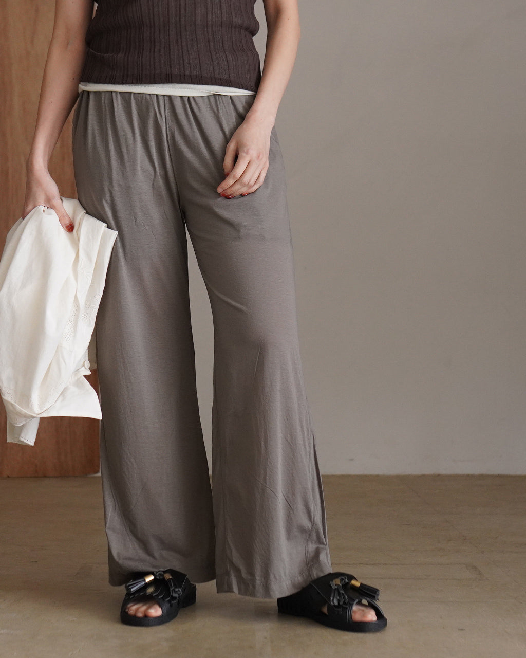 twisted cotton sheer jersey wide pants WXSP-UW123