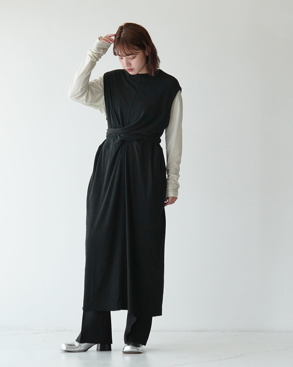 【SALE！20%OFF】unfil アンフィル ロー シルク リブジャージ スリーブレス ドレス raw silk ribbed-jersey sleeveless dress ワンピース WFFL-UW110【送料無料】