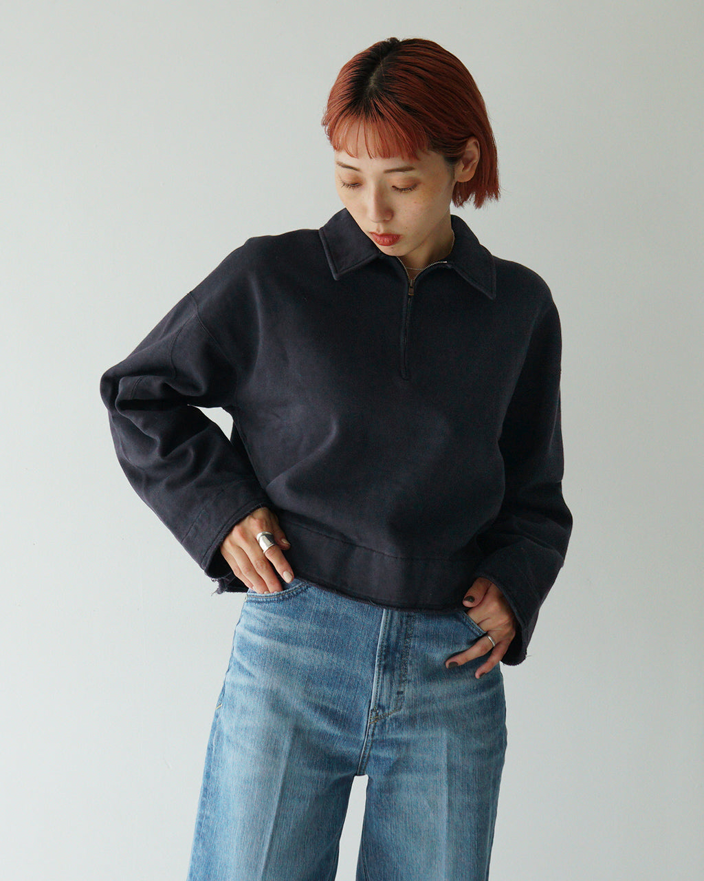 【アウトレット！30%OFF】unfil アンフィル スウェット ヴィンテージ コットン フリース ワイドボディ ジップ ポロ vintage cotton fleece wide-body zip polo WFFL-UW131 【送料無料】