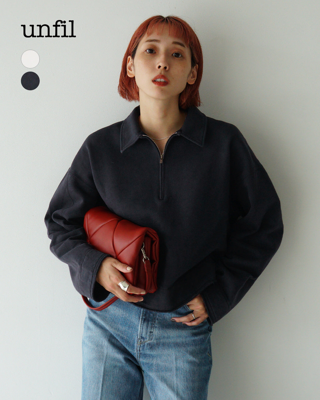 【アウトレット！30%OFF】unfil アンフィル スウェット ヴィンテージ コットン フリース ワイドボディ ジップ ポロ vintage cotton fleece wide-body zip polo WFFL-UW131 【送料無料】